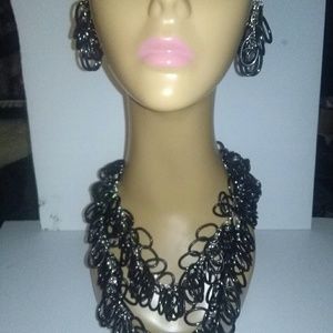 Exotic huge STATEMENT Necklace and Earring set.